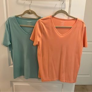 LL BEAN WOMENS SUPIMA COTTON TEES SIZE L